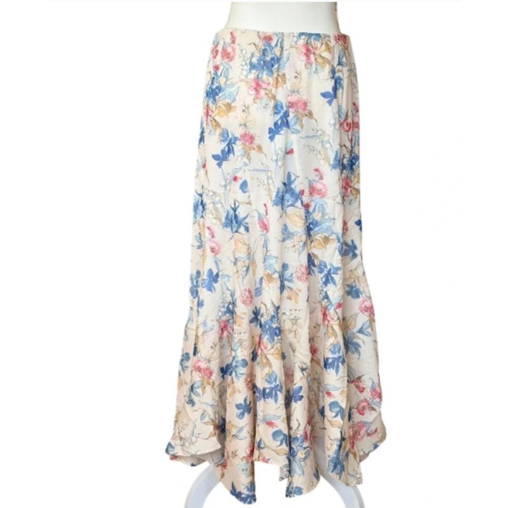 Tuckernuck Floral Mallory Maxi Skirt Large Flowy Flared Chiffon Chic Resort Wear - Picture 4 of 12